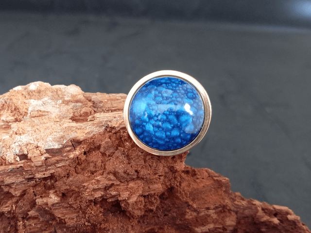 Bague résine bleue réglable en acier inoxydable