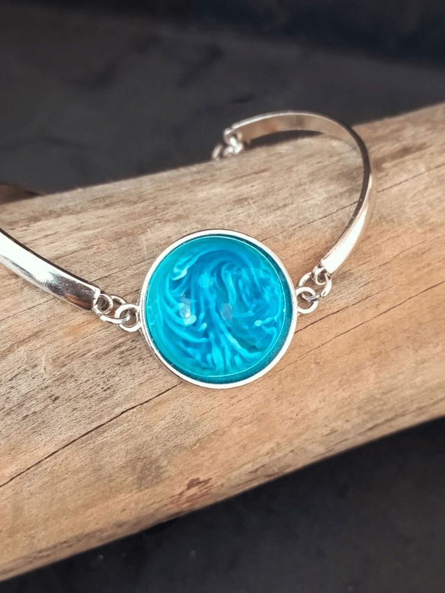 Bracelet résine bleu blanc 