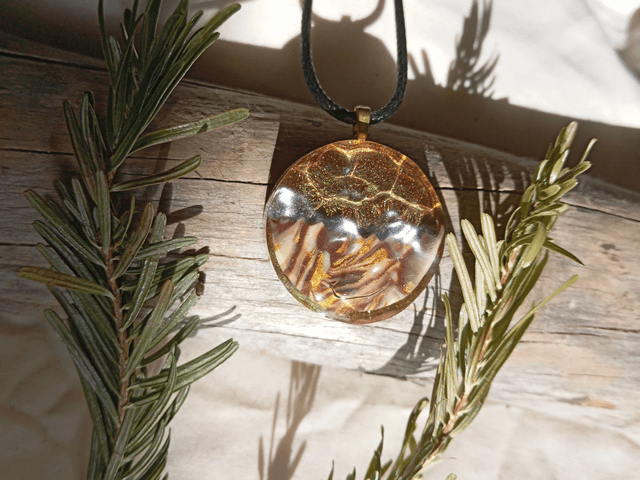 Collier rond fimo + résine