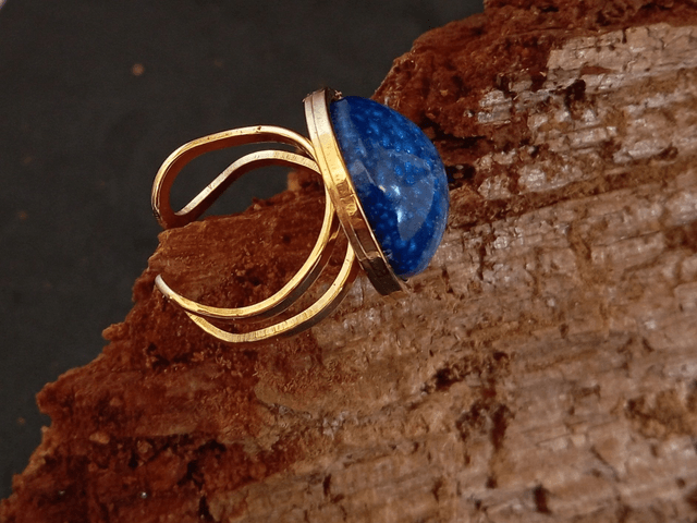 Bague résine bleue réglable en acier inoxydable