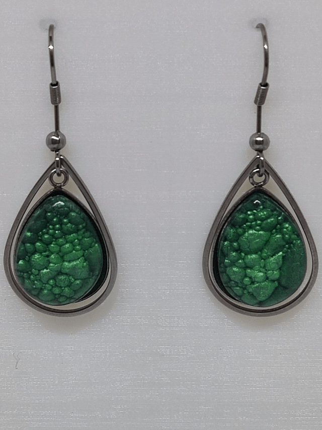 Boucles d'oreille résines bulles vertes