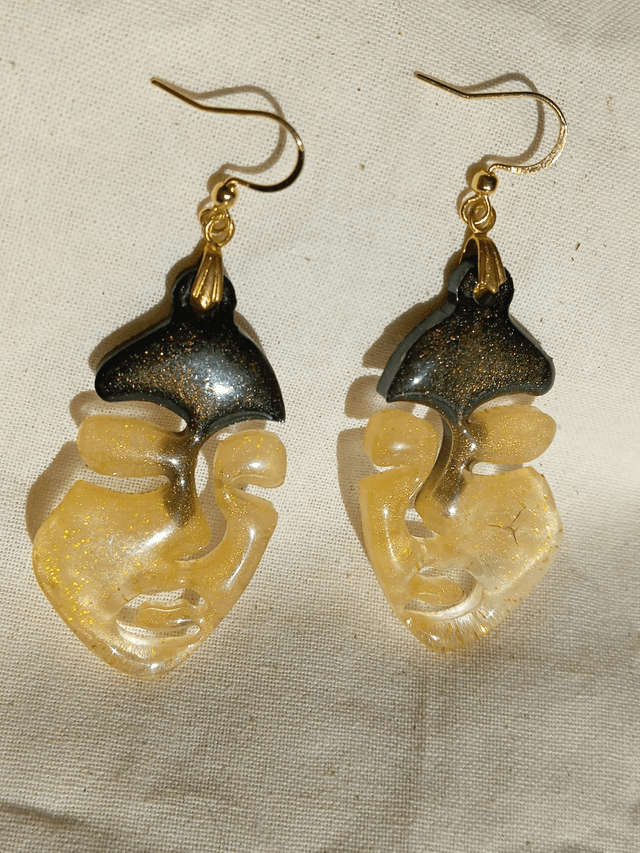 Boucles d&#039;oreille en résine visage noir