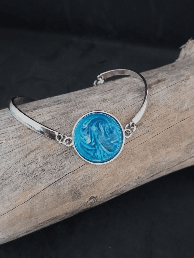 Bracelet résine bleu blanc 